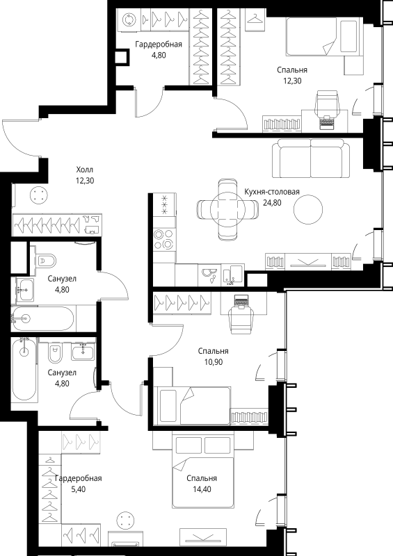 Продажа 3-комн квартиры в новостройке Москва г., Верейская ул.,  к. 1.6