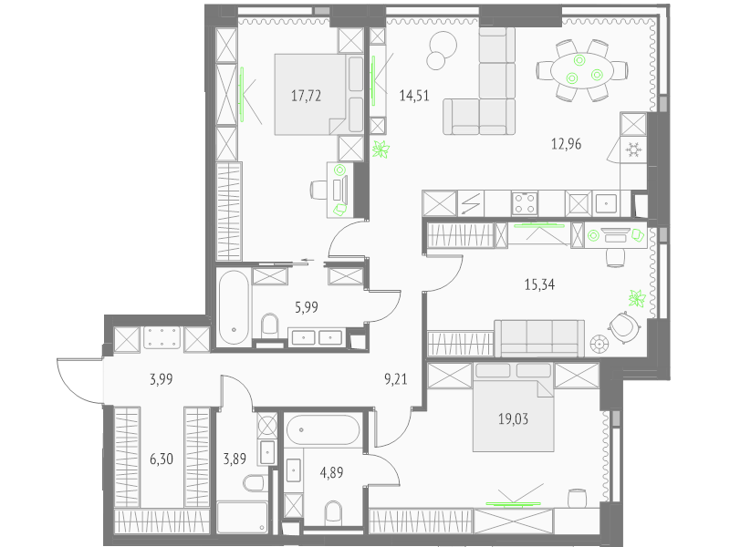 Продажа 3-комн квартиры в новостройке Москва г., Огородный проезд,  к. Олимп
