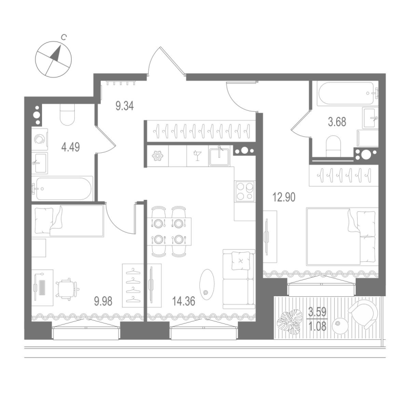 Продажа 2-комн квартиры в новостройке Санкт-Петербург г., Перевозная ул.,  к. 1