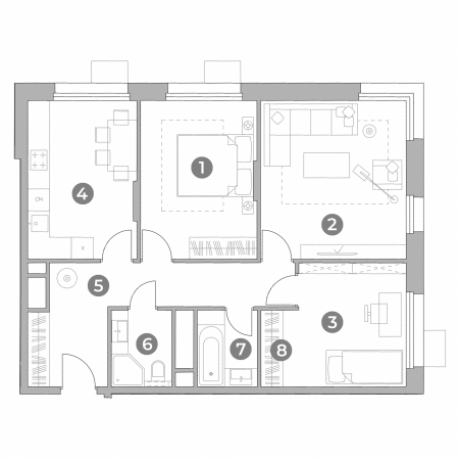 Планировка ЖК UNO Старокоптевский,  м2