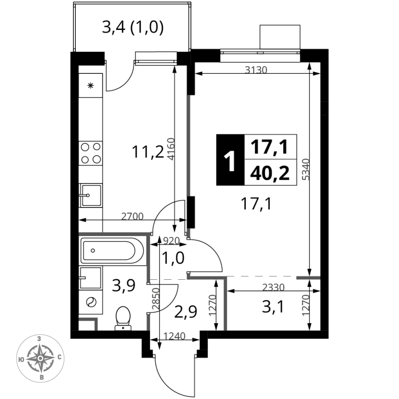 Продажа 1-комн квартиры в новостройке Химки г., Комсомольская ул.,  к. 3