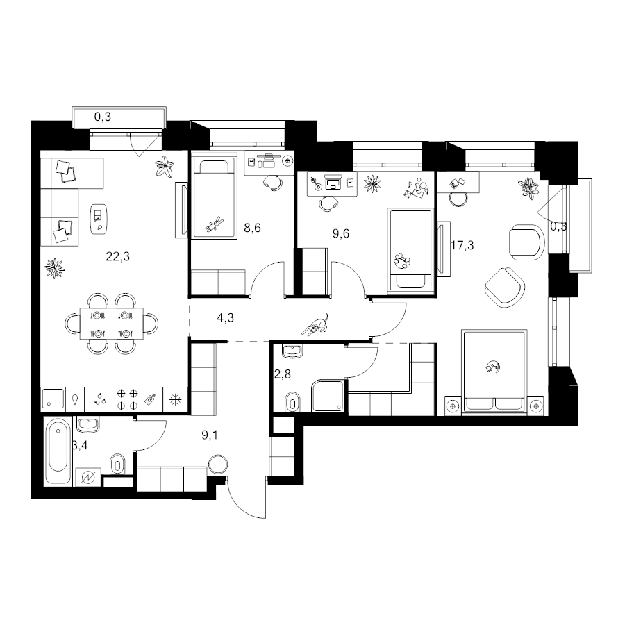 Продажа 3-комн квартиры в новостройке Москва г., Ильменский проезд,  к. 1.1.3