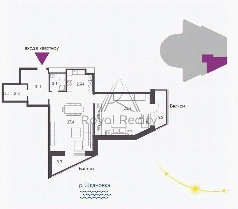 Продажа 2-комн квартиры на вторичном рынке Ждановская улица,  д. 45