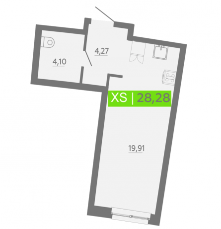 Планировка ЖК Аквилон Riva, 19.91 м2