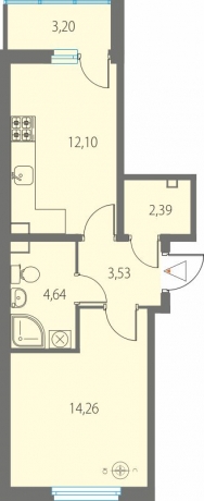 Планировка ЖК Крылья, 14.26 м2