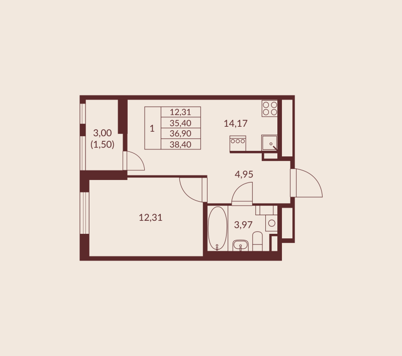 Продажа 1-комн квартиры в новостройке Мурино п., Шоссе в Лаврики ул.,  к. 1