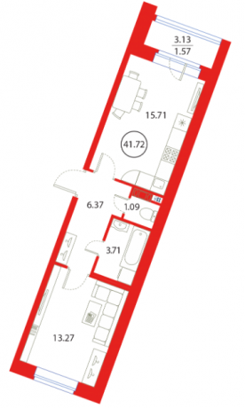 Планировка ЖК Ariosto, 13.3 м2