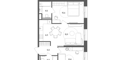 2-комн квартира Гастелло ул,  к. A