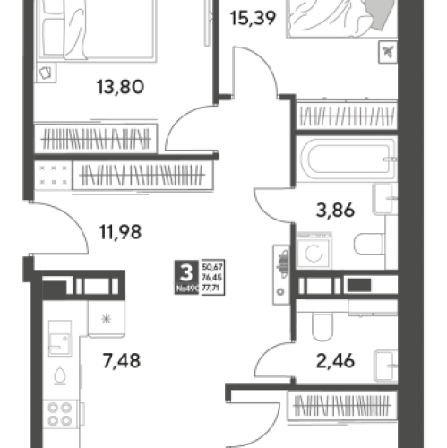 3-комн квартира Пушкино г., Зелёная Роща ул.,  к. 12