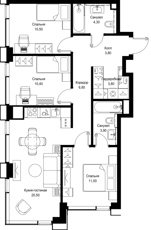 Продажа 3-комн квартиры в новостройке Москва г., Вишнёвая ул.,  к. 3