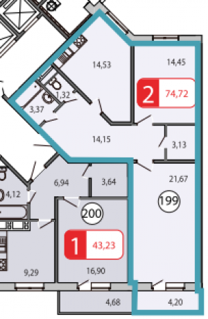 Планировка ЖК Кокошкино, 36.12 м2