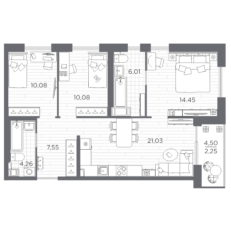 Продажа 3-комн квартиры в новостройке Санкт-Петербург г., Суздальское ш.,  к. 622