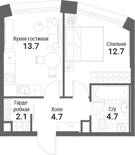 Продажа 1-комн квартиры в новостройке Проектируемый 7024-й проезд,  к. 3