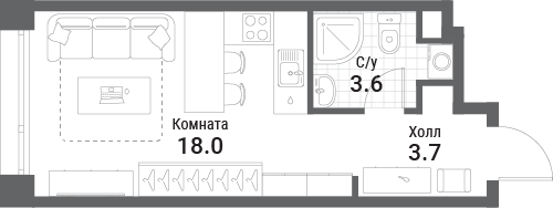Продажа студии Москва г., Проектируемый проезд № 7024,  к. 3