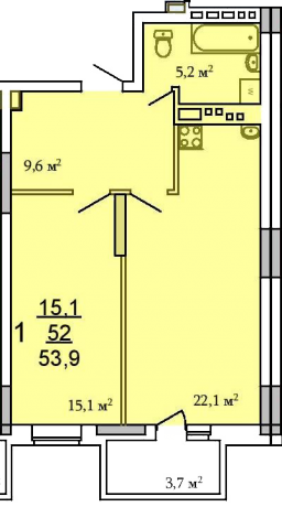 Планировка ЖК Томилино, 15.1 м2