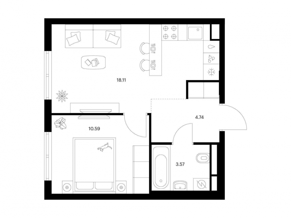Продажа 1-комн квартиры в новостройке Ильинское-Усово, Ильинский луга, корп.4.2