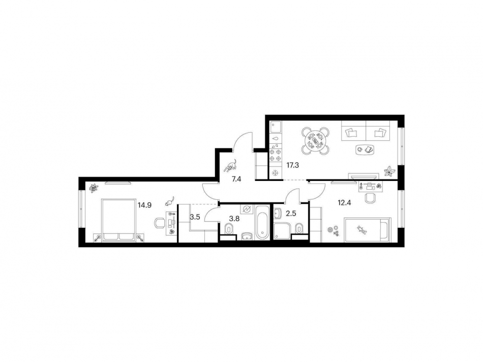 Продажа 2-комн квартиры в новостройке ул. Котляковская, корп. 2.3