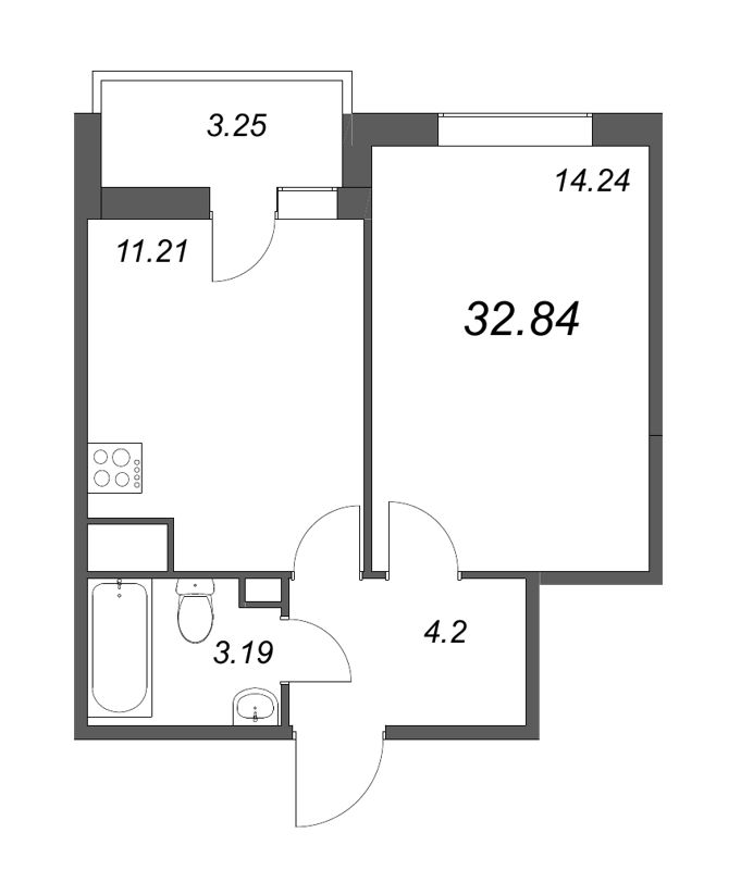 Продажа 1-комн квартиры в новостройке Санкт-Петербург г., Комендантский пр-кт,  к. 14.2