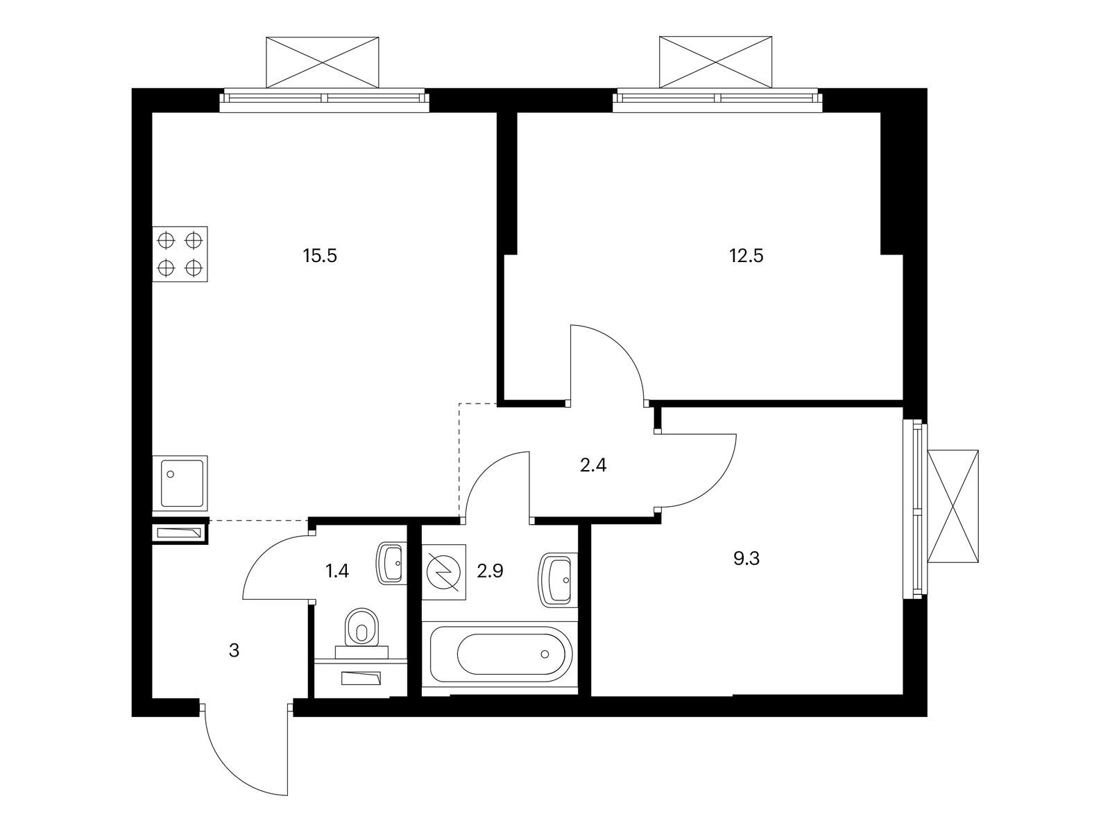 2-комн квартира Большая Академическая 85, корп. 3.1