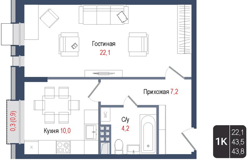 Продажа 1-комн квартиры в новостройке Королёв г.,  к. 1