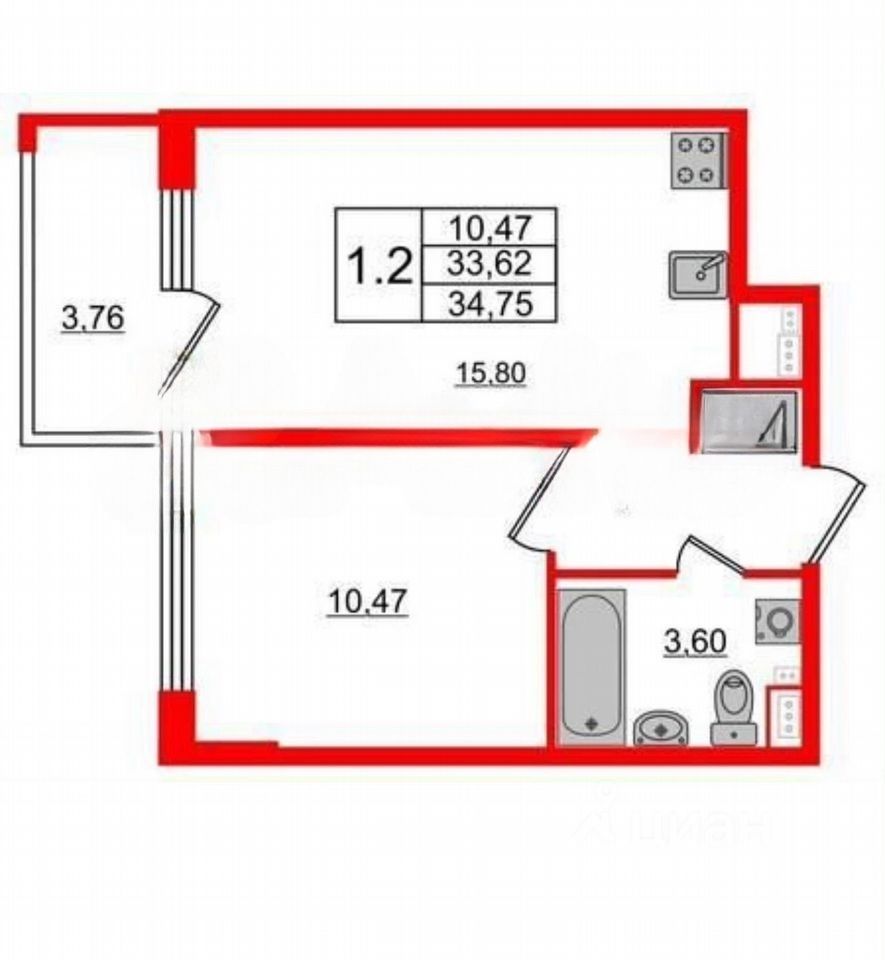 Продажа 1-комн квартиры на вторичном рынке улица Новосергиевская, 3