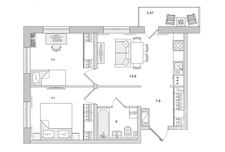 Продажа 2-комн квартиры на вторичном рынке Бугры пос., Тихая ул. ,  д. 7,  к. 5