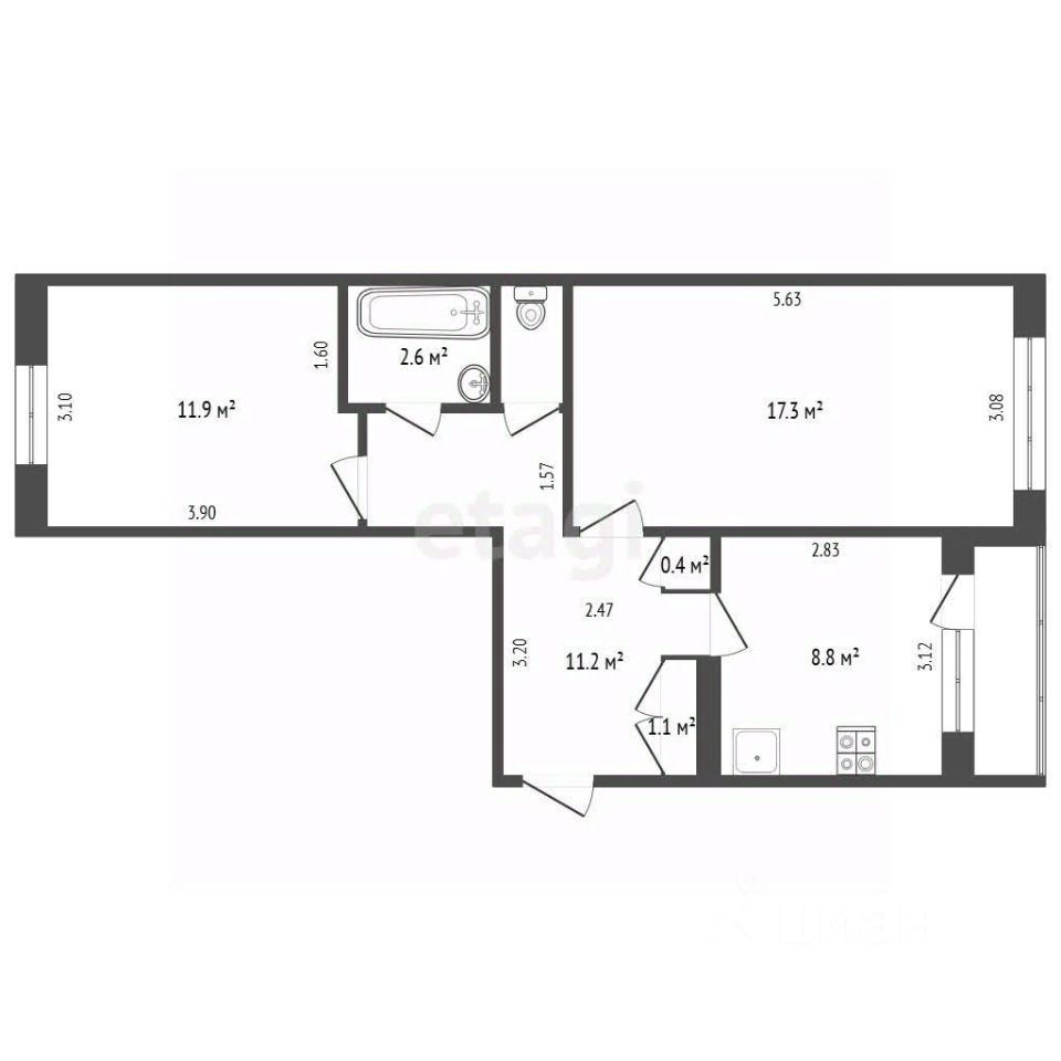 Продажа 2-комн квартиры на вторичном рынке пос. Фруктовая, улица Вишневая, 18