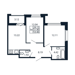 Продажа 2-комн квартиры в новостройке Новоселье п., Центральная ул.,  к. 1.2