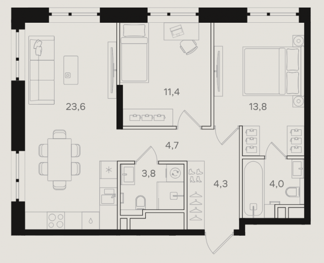 Планировка ЖК Мангазея на Речном, 25.2 м2