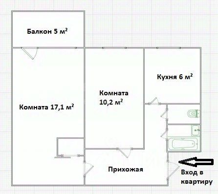 Продажа 2-комн квартиры на вторичном рынке улица Гурьянова, 43