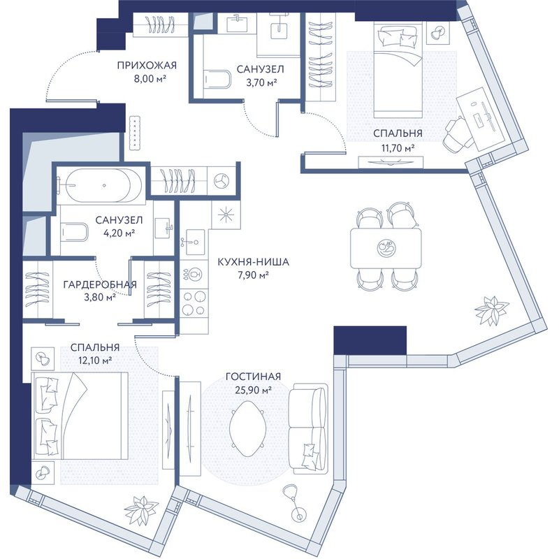 Продажа 3-комн квартиры в новостройке Москва г., 3-й Сетуньский проезд,  к. 1