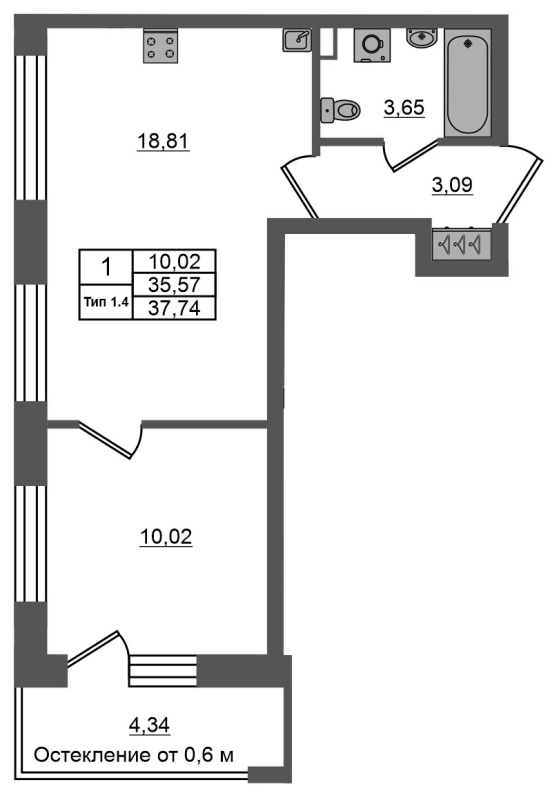 Продажа 1-комн квартиры в новостройке Санкт-Петербург г., Октябрьская наб.,  к. 1.2
