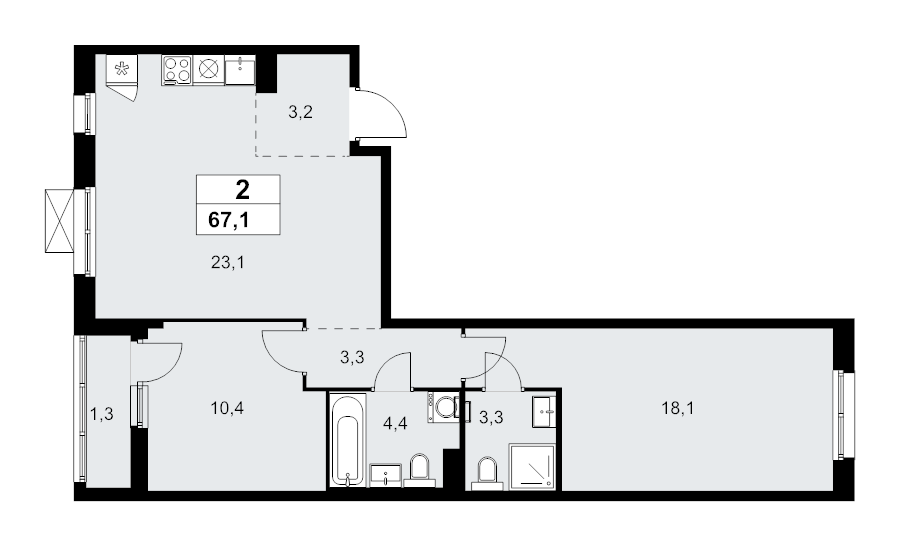 Продажа 2-комн квартиры в новостройке Прокшино д., Проектируемый проезд № 7029,  к. 9.4