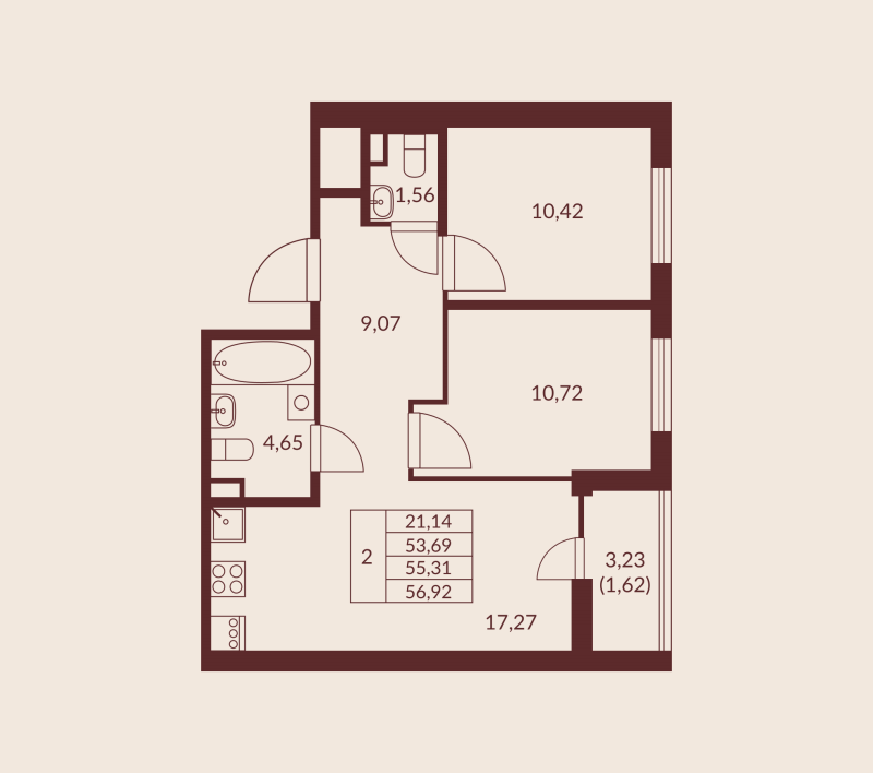 Продажа 2-комн квартиры в новостройке Мурино п., Шоссе в Лаврики ул.,  к. 1