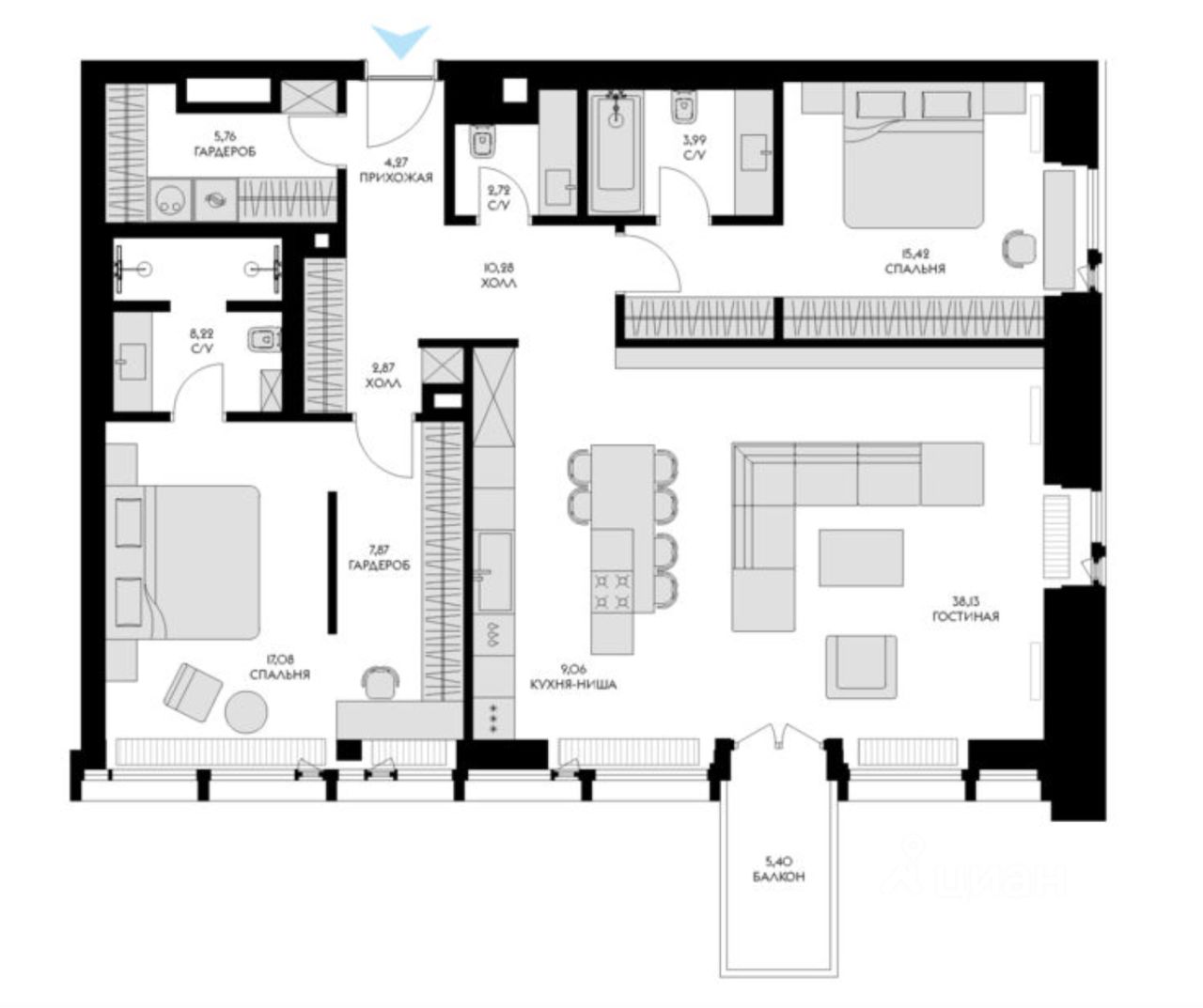 Продажа 3-комн квартиры на вторичном рынке улица Братьев Фонченко, 1к1