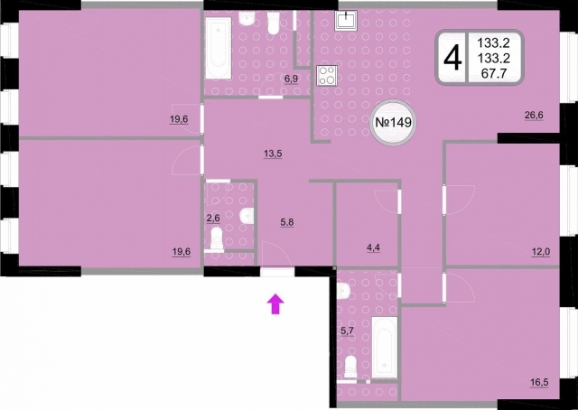 Планировка ЖК Хорошевский, 67.7 м2