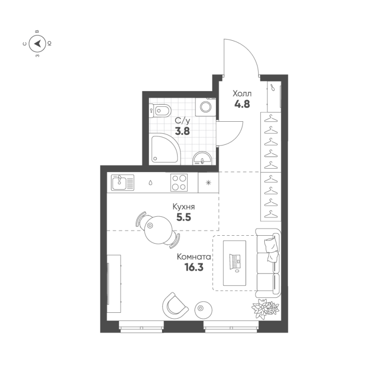 Продажа студии Мурино п., Южный проезд,  к. 1.11