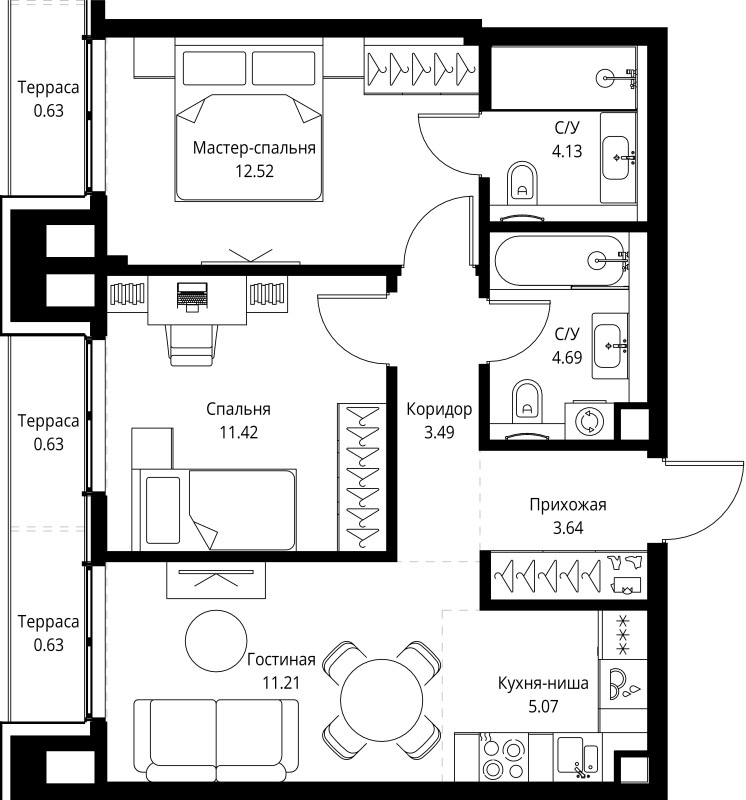 Продажа 2-комн квартиры в новостройке Москва г., Мира пр-кт,  к. 2