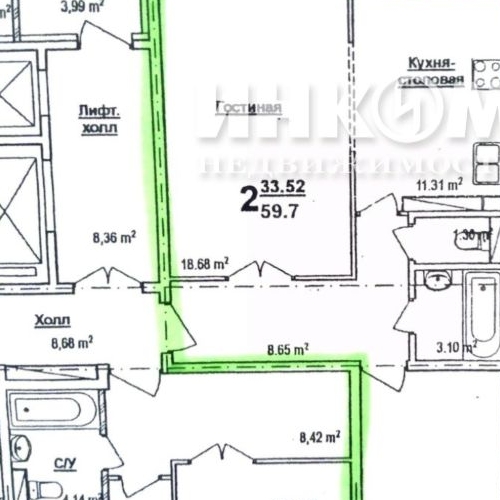 2-комн квартира Нахабино пгт, улица Чкалова,  д. 7