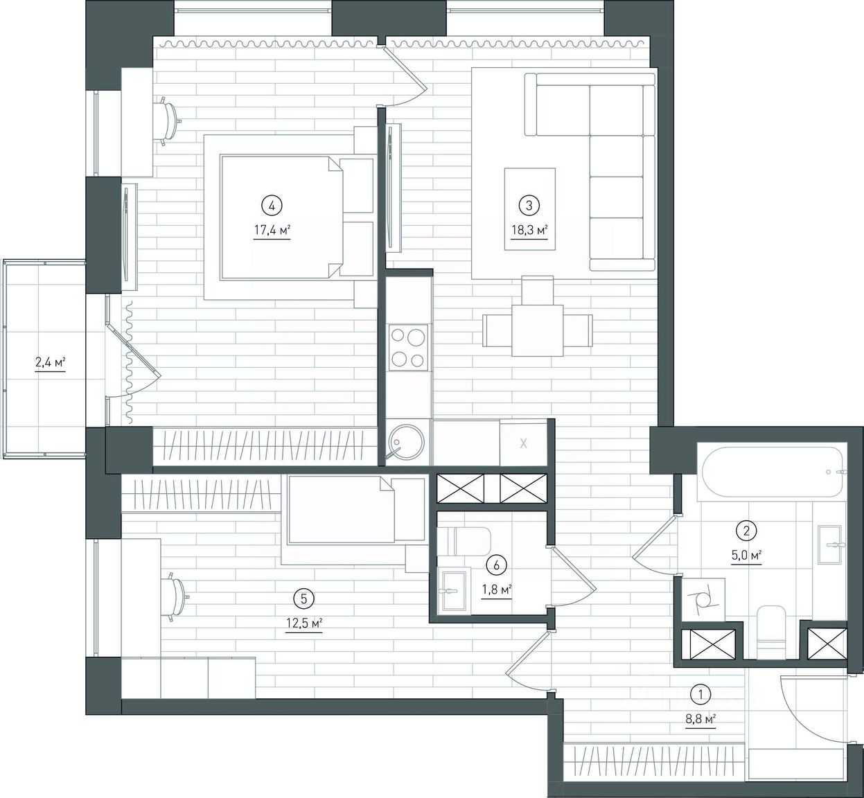 Продажа 2-комн квартиры на вторичном рынке улица Академика Королева, 13