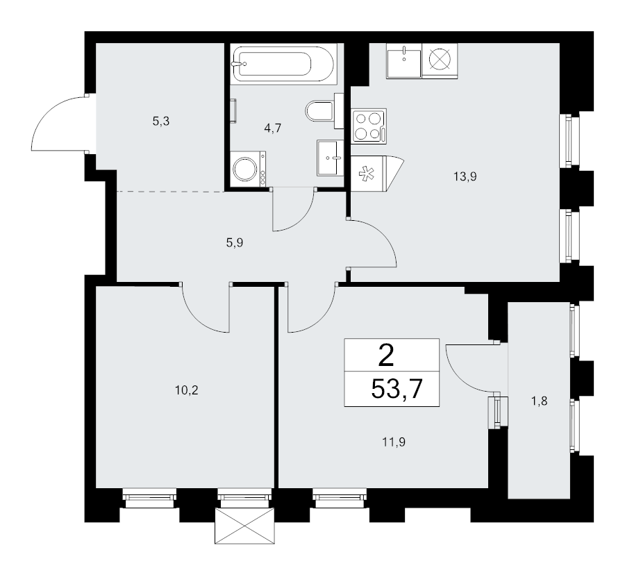 Продажа 2-комн квартиры в новостройке Десна д., Центральная ул.,  к. 7.4