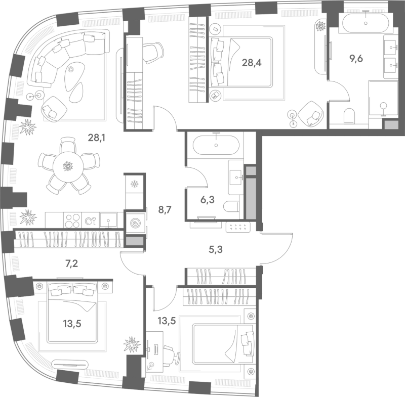 Продажа 3-комн квартиры в новостройке Москва г., Новослободская ул.,  к. 2