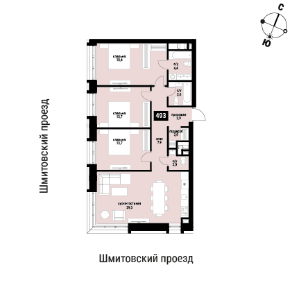 Продажа 3-комн квартиры в новостройке г.Шмитовский проезд, вл.40