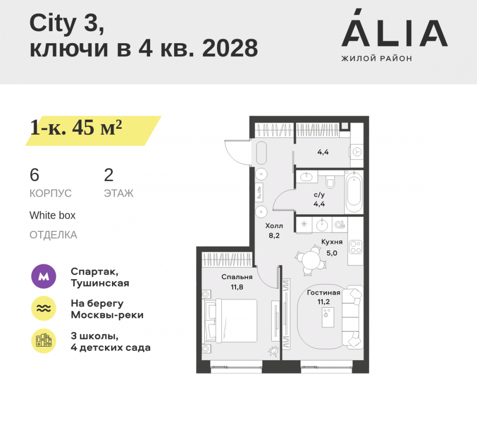 Продажа 1-комн квартиры в новостройке СЗАО, Лётная улица, 95Б