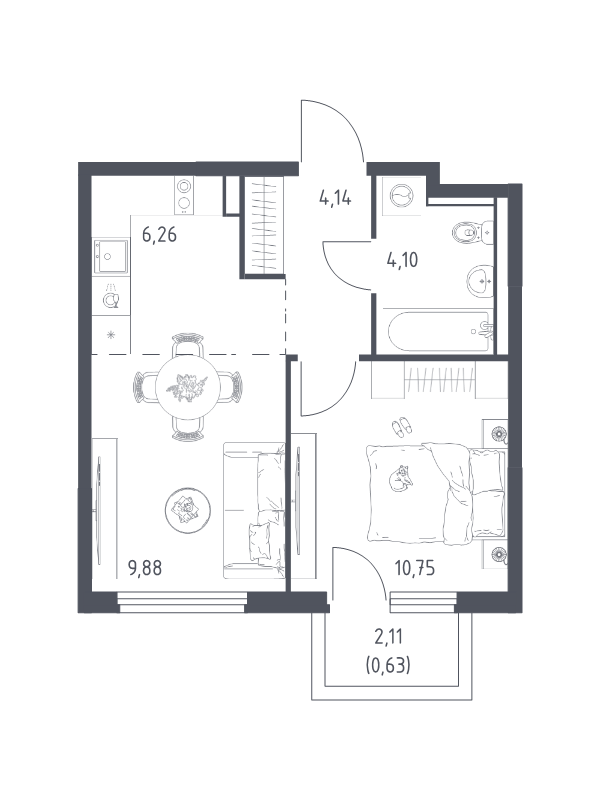 Продажа 1-комн квартиры в новостройке Мисайлово д., Молодежный б-р,  к. 21