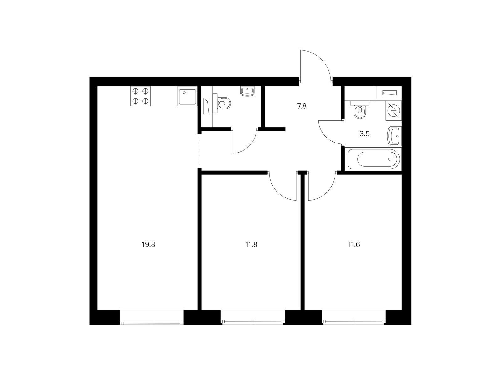 2-комн квартира ул. Полярная, вл. 39