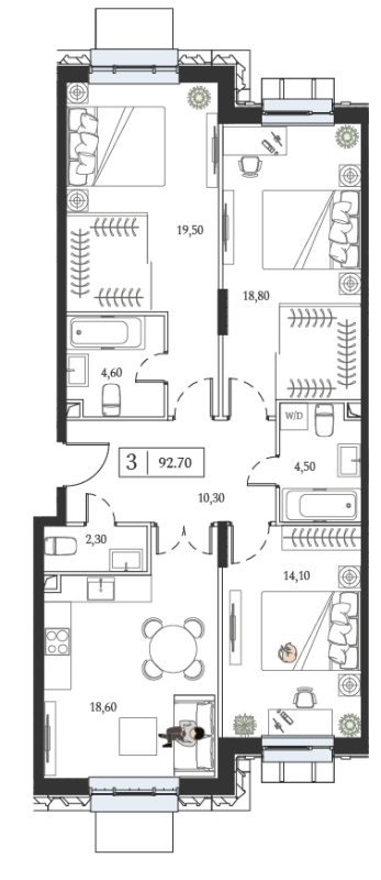 Продажа 3-комн квартиры в новостройке Москва г., Андропова пр-кт,  к. 3