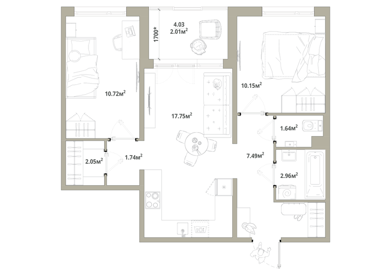 Продажа 2-комн квартиры в новостройке Новоселье п., Центральная ул.,  к. 3.2-1