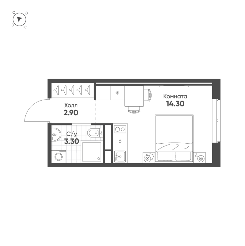 Продажа студии Санкт-Петербург г., Московское ш.,  к. 2