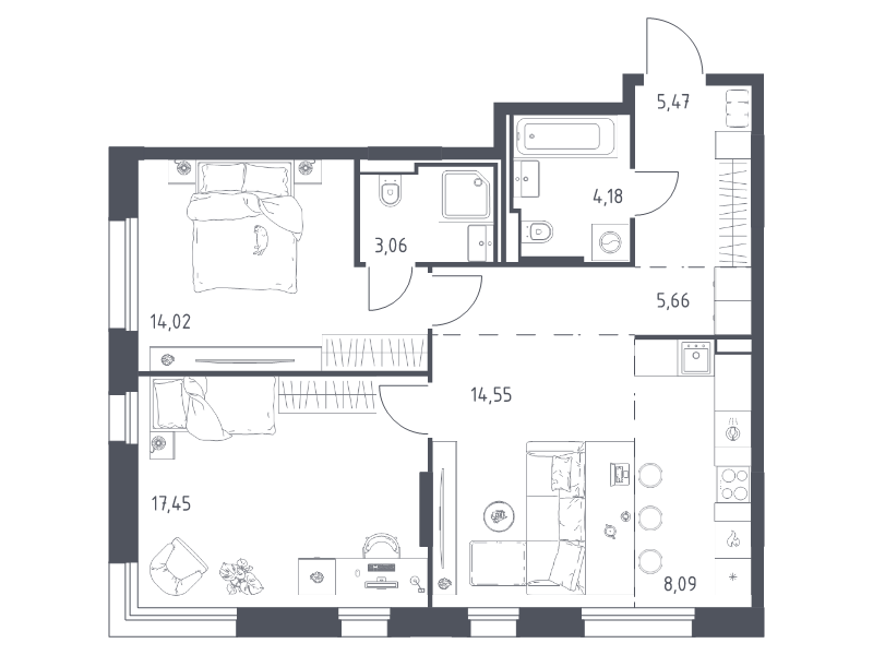 Продажа 2-комн квартиры в новостройке Заречье п., Заречная ул.,  к. 4